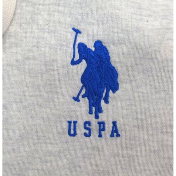 U.S. Polo Assn. Spell Out Gray Hoodie With Blue Pony Logo Embroidery Large Size - Picture 3 of 9